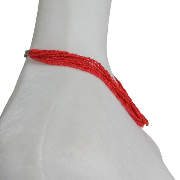 Orange Seed Bead Multistrand Necklace Costume Jewelry Fall Halloween Party - Picture 4 of 14